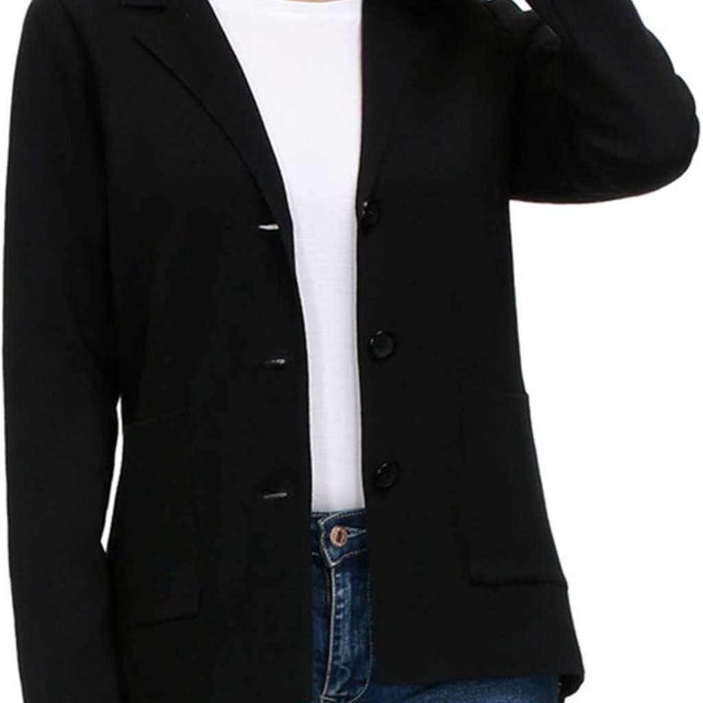 Chic Women's Long Sleeve Casual Blazer - Lightweight Work Jacket With Pockets